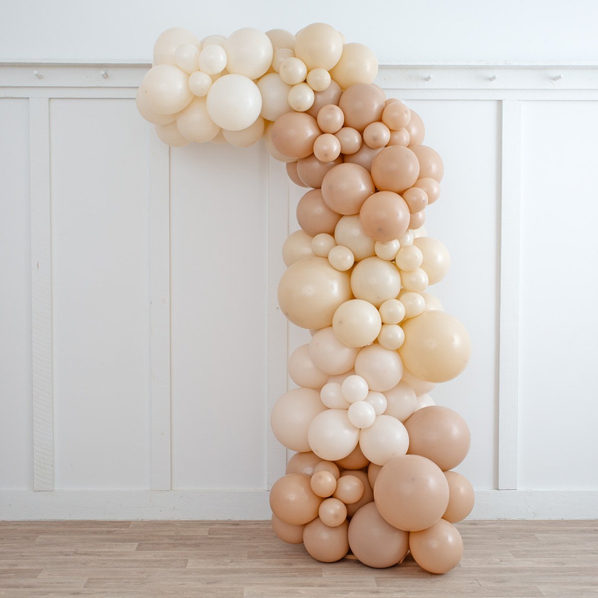 Neutral Beige Ready-Made Asymmetric Balloon Arch