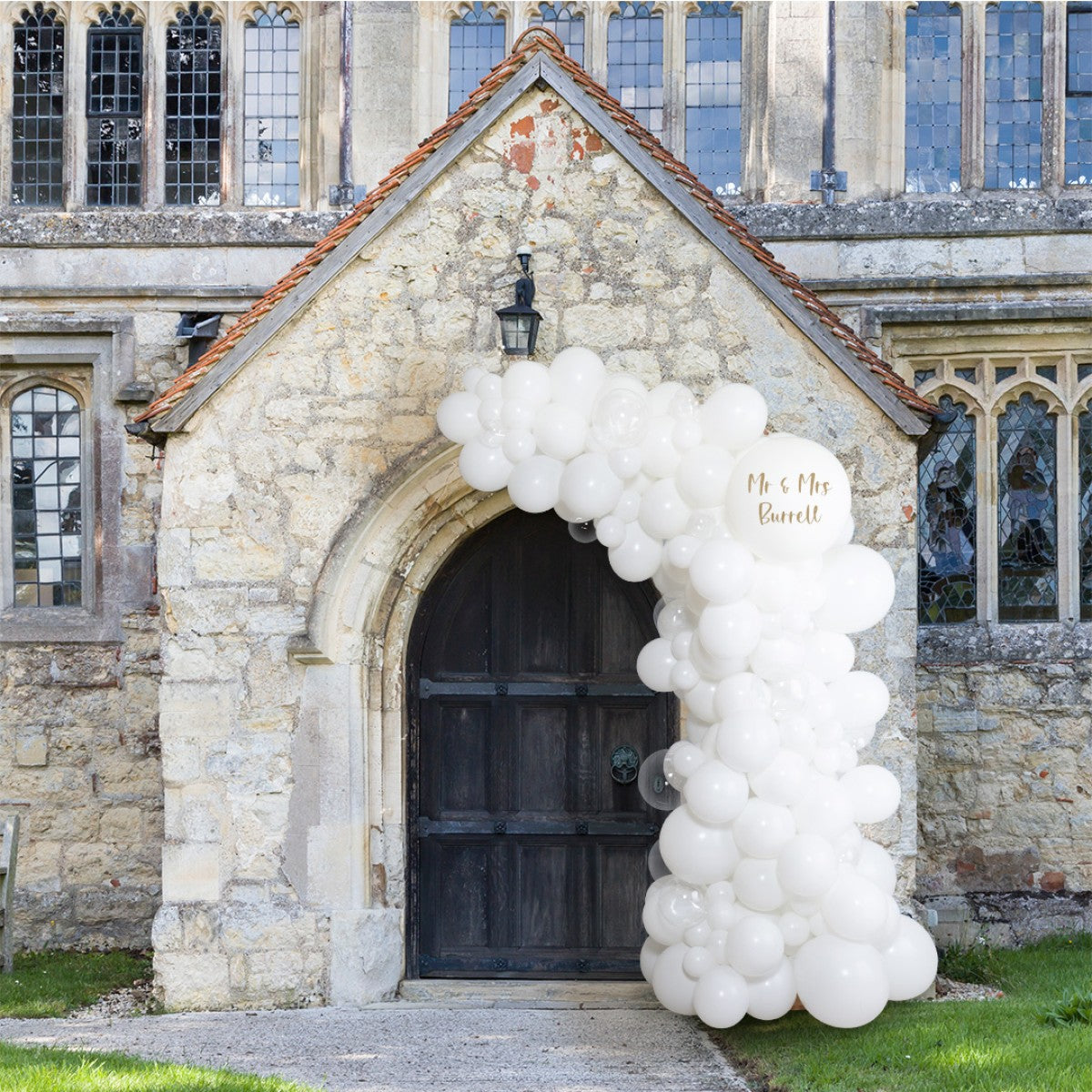 White Wedding Ready-Made Asymmetric Balloon Arch - 2m
