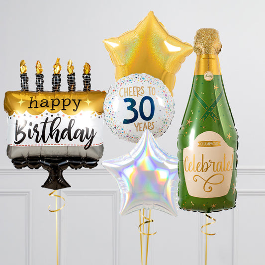 Cheers To Age 30 Balloon Package - Helium Inflated Balloons