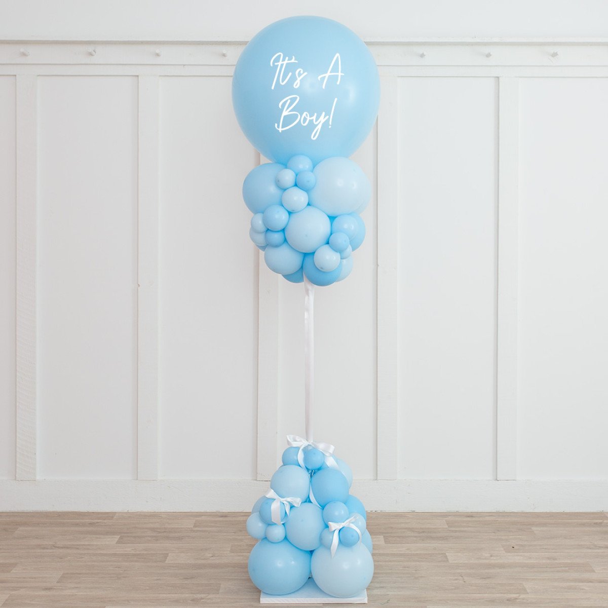 Baby Blue Balloon Party Pillar