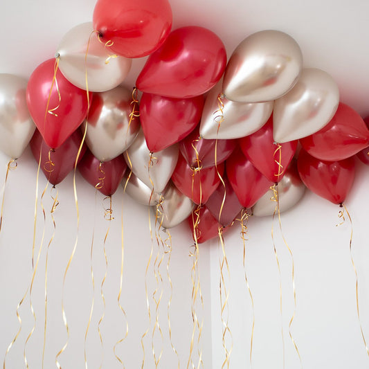 25 Deep Red Pearl Ceiling Balloons