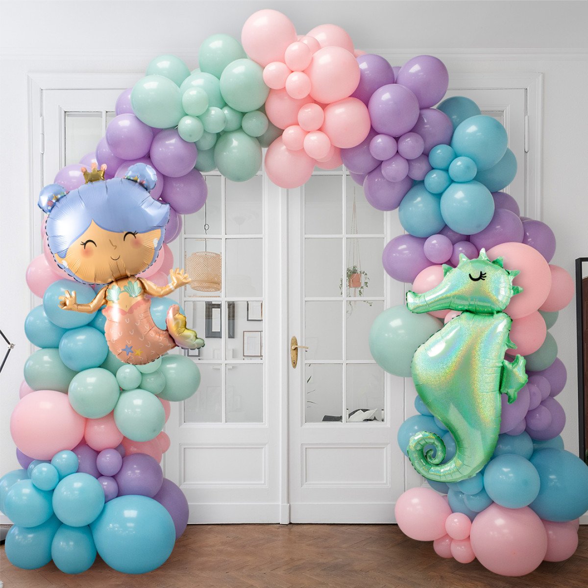 Mermaid Party Foils Ready-Made Balloon Arch – 2m x 2m