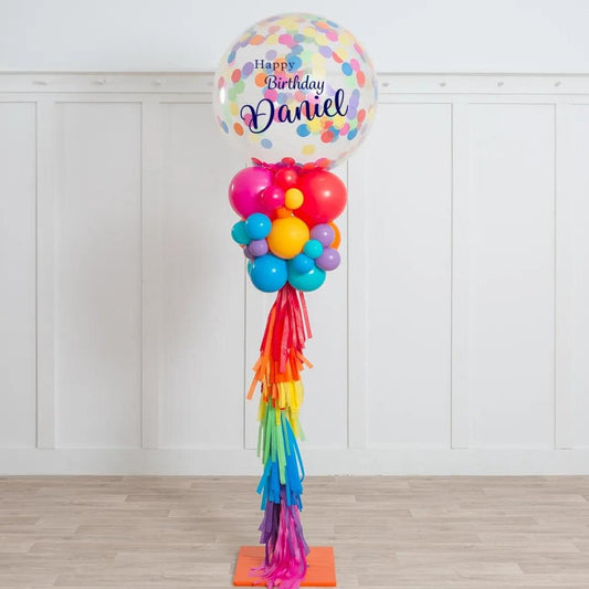 Personalized Rainbow Confetti Balloon Party Pillar