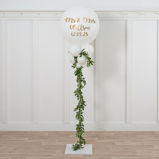 Leaf Garland White Balloon Party Pillar