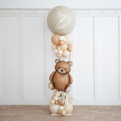 Neutral Beige Balloon Gender Reveal Party Pillar
