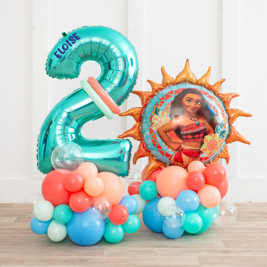 Personalized Moana Themed Inflated Number Balloon Stack