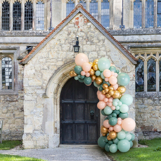 Sage Green & Blush Ready-Made Asymmetric Balloon Arch