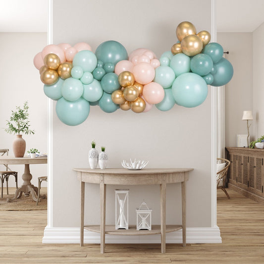 Sage Green & Blush Inflated Balloon Garland – 2m