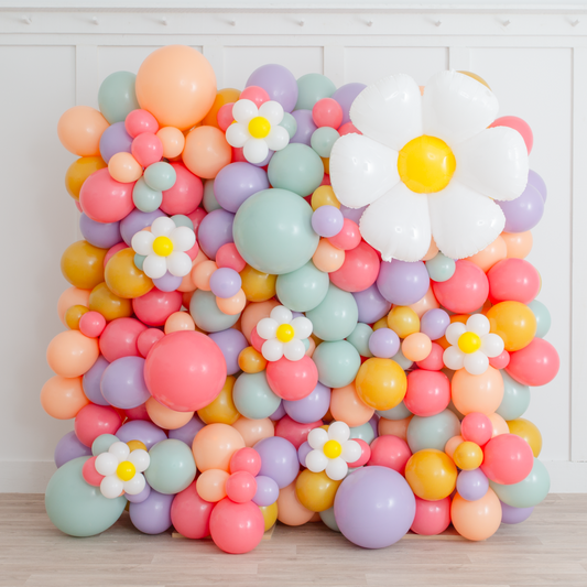 Summer Daisies Party Foils Balloon Wall  Backdrop