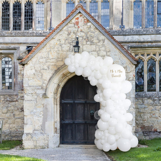 White Wedding Ready-Made Asymmetric Balloon Arch - 2m