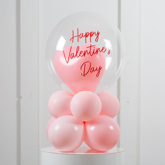 Personalised Valentine's Day Baby Pink Bubble Balloon Stack