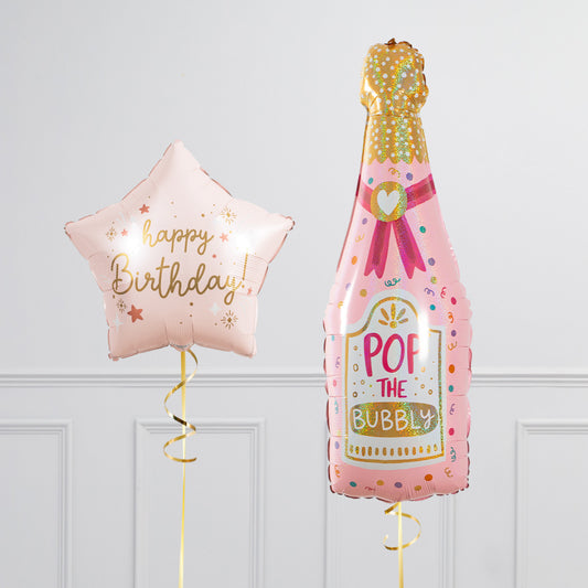 Bubbly Birthday Champagne Balloon Package - Helium Inflated Balloons