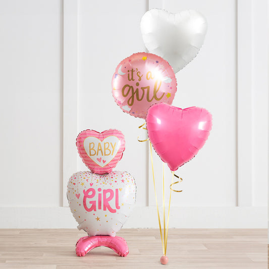 Baby Girl 28" Standup Inflated Balloon - Custom Baby Shower Balloon