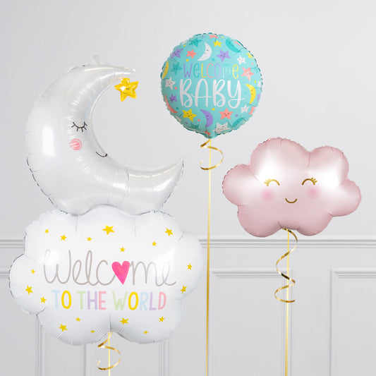 Pink Welcome Baby Balloon Package -  Helium Inflated