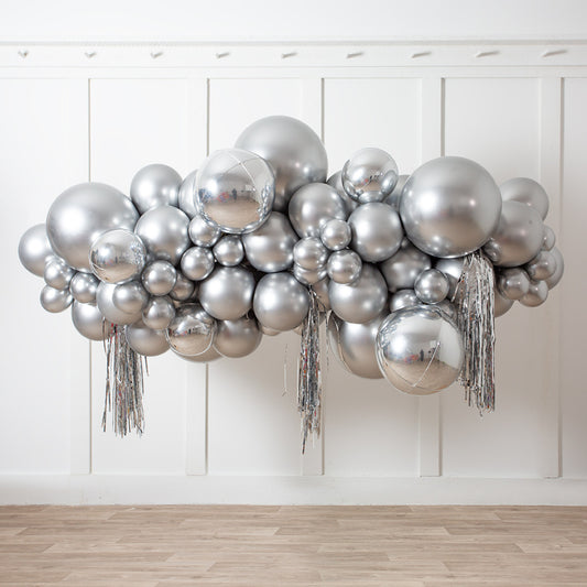 Silver Chrome Inflated Balloon Garland -2m