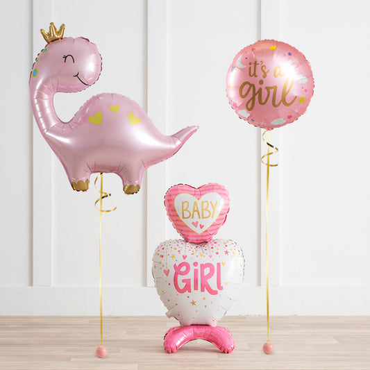 Baby Girl 28" Standup Inflated Balloon - Custom Baby Shower Balloon