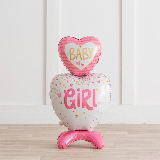 Baby Girl 28" Standup Inflated Balloon - Custom Baby Shower Balloon