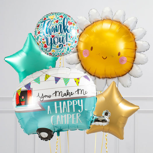 Happy Camper Thank You Helium  Inflated Crazy Balloon Bunch