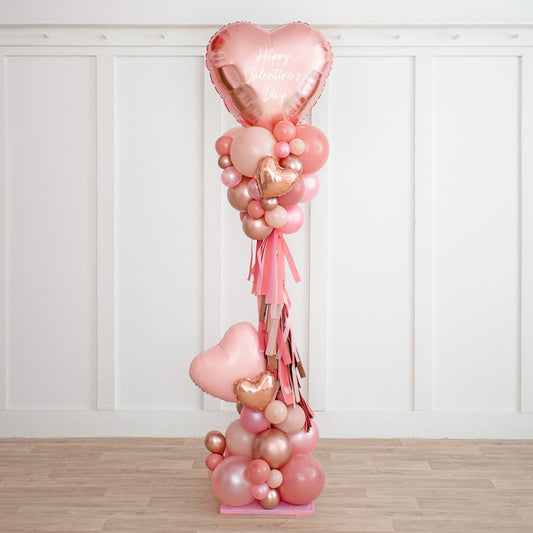 Rose Gold Blush Heart Balloon Pillar